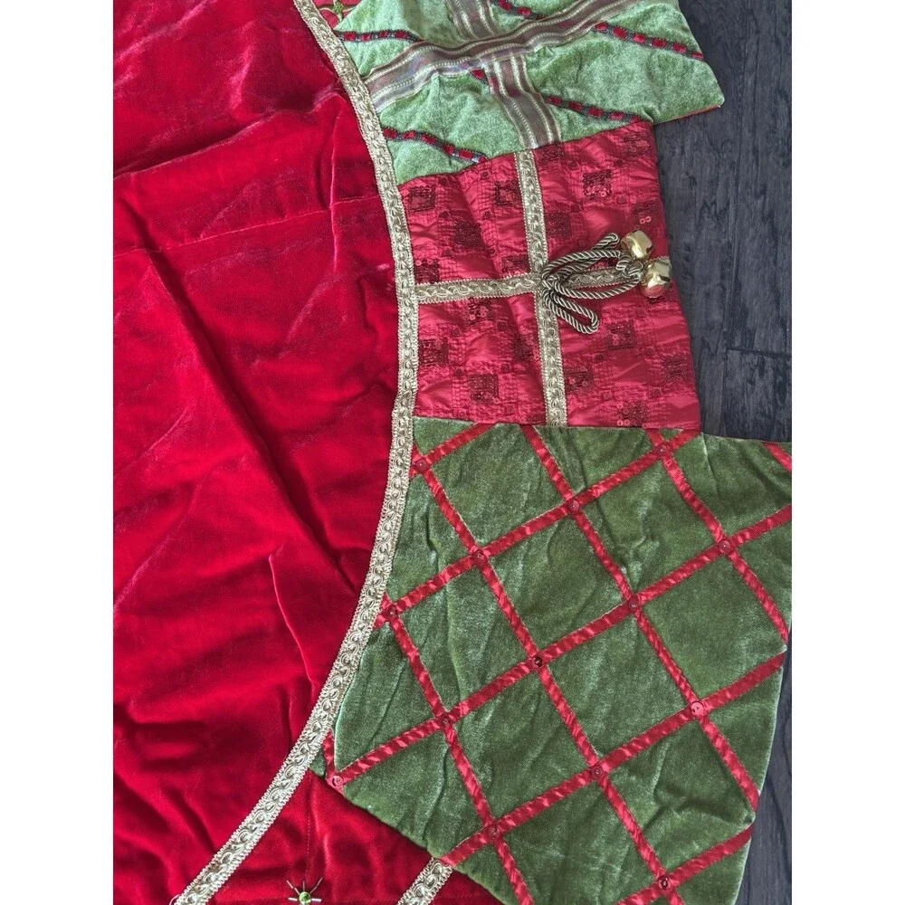 Frontgate Holiday Collection Christmas Tree Skirt Luxury Beads Gifts Bells  6'